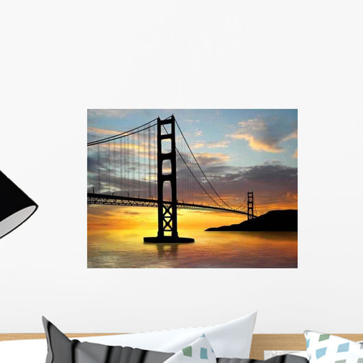 Golden Gate Bridge over Sunset Wall Mural