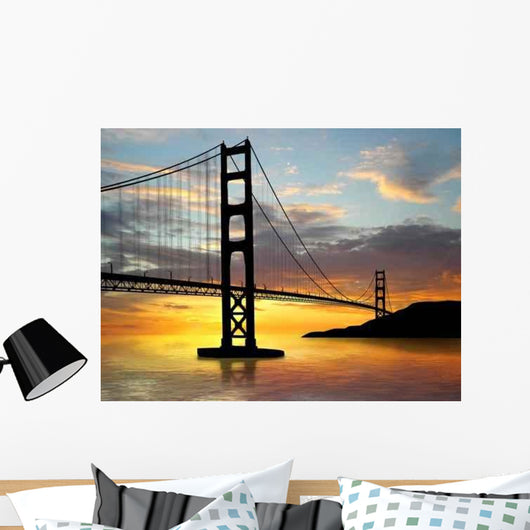 Golden Gate Bridge over Sunset Wall Mural
