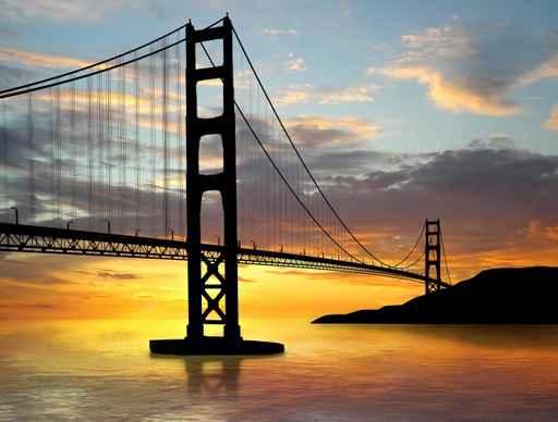 Golden Gate Bridge over Sunset Wall Mural