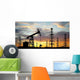 Three Pumps over Orange Sky Wall Mural