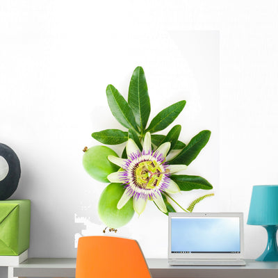 Passion Flower Wall Decal shown on a wall
