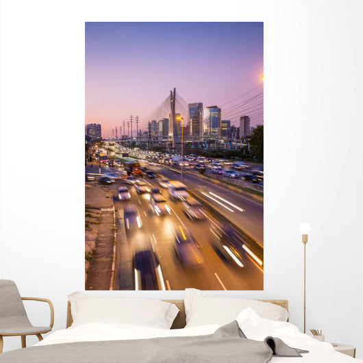 Octavio Frias de Oliveira Bridge in Sao Paulo Brazil Wall Mural