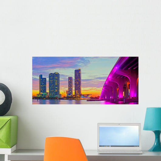 Miami Florida Sunset Colorful Wall Decal