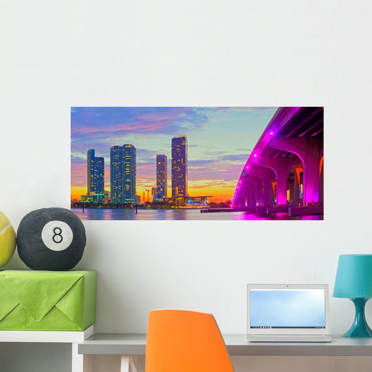 Miami Florida Sunset Colorful Wall Decal