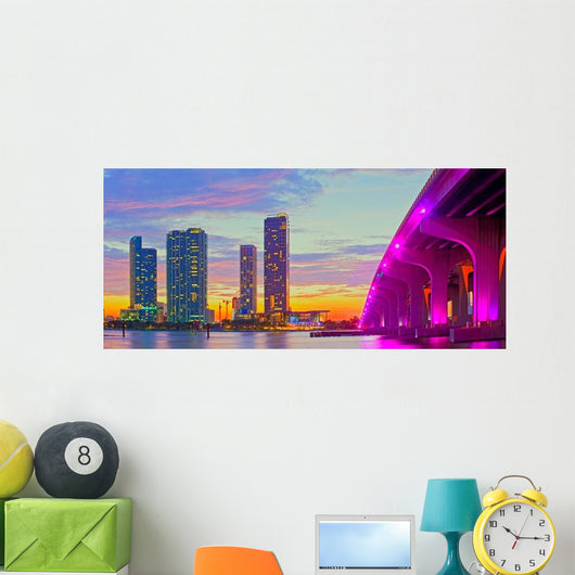 Miami Florida Sunset Colorful Wall Decal