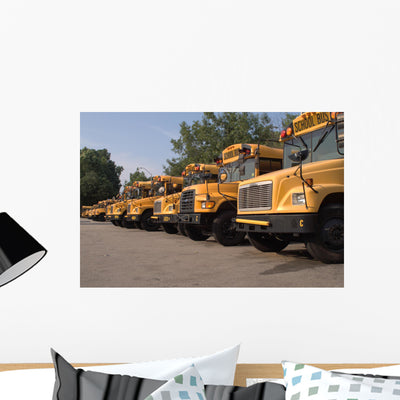 School Bus Wall Decal shown on a wall