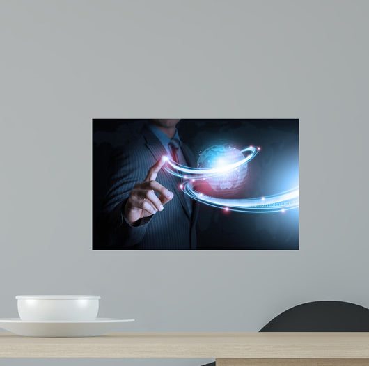 Smart Hand Push Futuristic Wall Decal