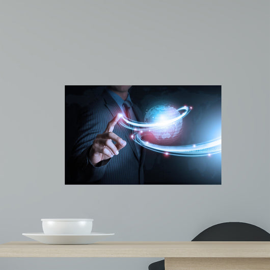 Smart Hand Push Futuristic Wall Decal