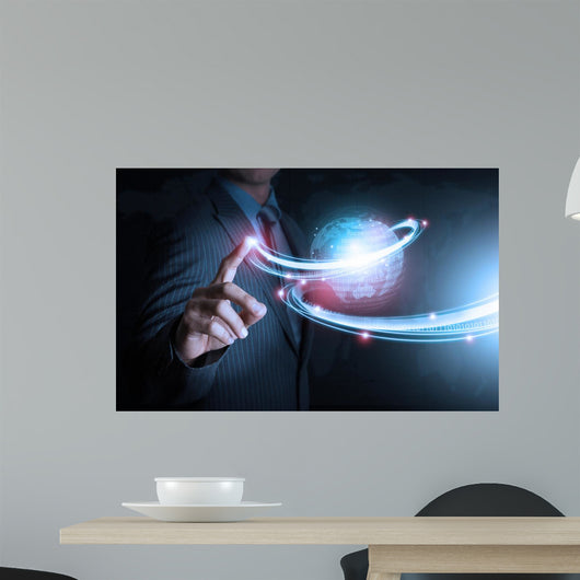 Smart Hand Push Futuristic Wall Decal