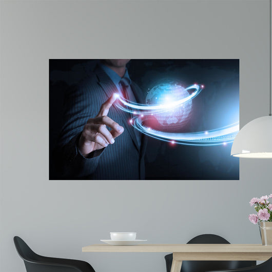 Smart Hand Push Futuristic Wall Decal