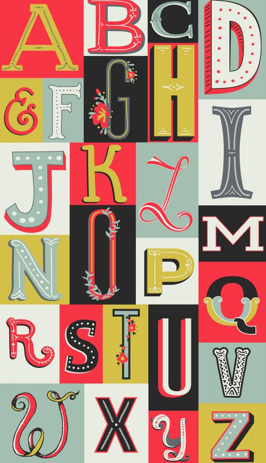 Color Vintage Alphabet Wall Decal - WallMonkeys.com – Wallmonkeys