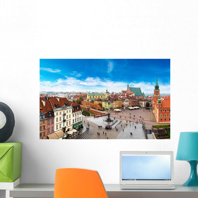 Panoramic Warsaw Wall Decal shown on a wall