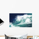 White Ocean Waves on Blue Sky Background - Computer Illustration Wall Mural