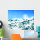 White Ocean Waves on Blue Sky Background-Computer Illustration Wall Mural