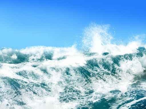 White Ocean Waves on Blue Sky Background-Computer Illustration Wall Mural
