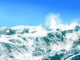 White Ocean Waves on Blue Sky Background-Computer Illustration Wall Mural