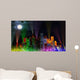 Modern City Lit by Colorful Light Effects at Night Wall Mural