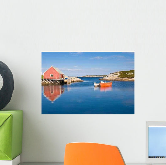 Fisherman's House and Boats in a Bay Peggy's Cove Wall Mural