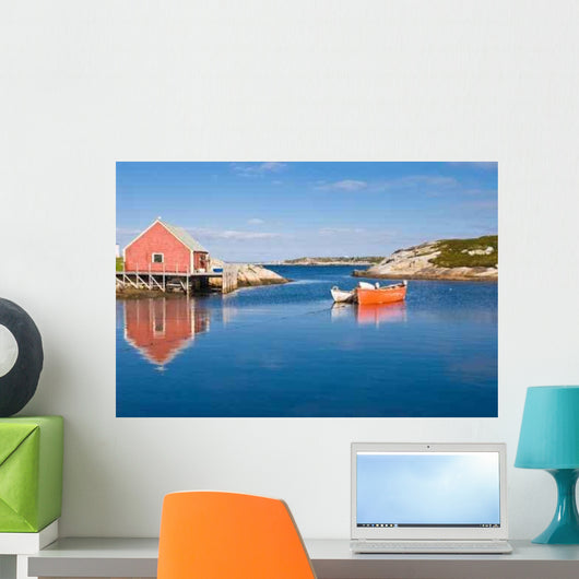 Fisherman's House and Boats in a Bay Peggy's Cove Wall Mural