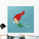 Mermaid Holding Christmas Gift Wall Decal