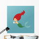 Mermaid Holding Christmas Gift Wall Decal