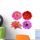 Four Zinnia Flowers Wall Decal Sticker Set