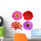 Four Zinnia Flowers Wall Decal Sticker Set