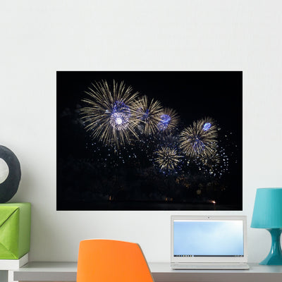 Sparkling Fireworks New Year Wall Decal shown on a wall