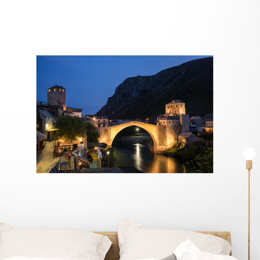 Old Bridge Mostar Night Wall Decal