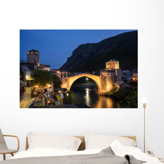 Old Bridge Mostar Night Wall Decal