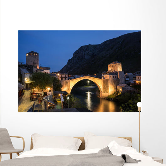 Old Bridge Mostar Night Wall Decal