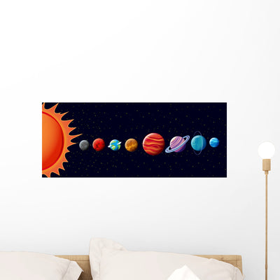 Planets Solar System Wall Decal shown on a wall