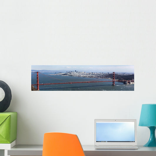 Golden Gate bridge seen from Marin County, with view of San Francisco across the bay on a clear winter's day. Wall Mural