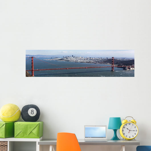 Golden Gate bridge seen from Marin County, with view of San Francisco across the bay on a clear winter's day. Wall Mural