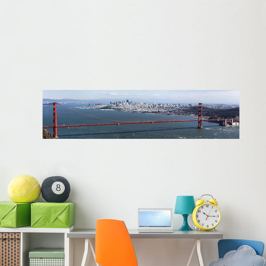 Golden Gate bridge seen from Marin County, with view of San Francisco across the bay on a clear winter's day. Wall Mural