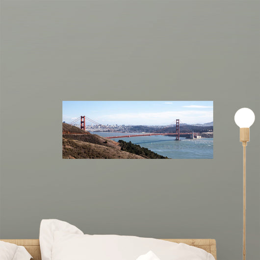 Golden Gate bridge seen from Marin County, with view of San Francisco across the bay on a clear winter's day. Wall Mural