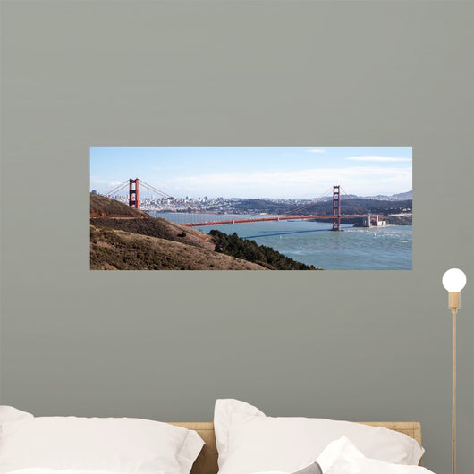 Golden Gate bridge seen from Marin County, with view of San Francisco across the bay on a clear winter's day. Wall Mural