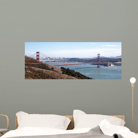 Golden Gate bridge seen from Marin County, with view of San Francisco across the bay on a clear winter's day. Wall Mural