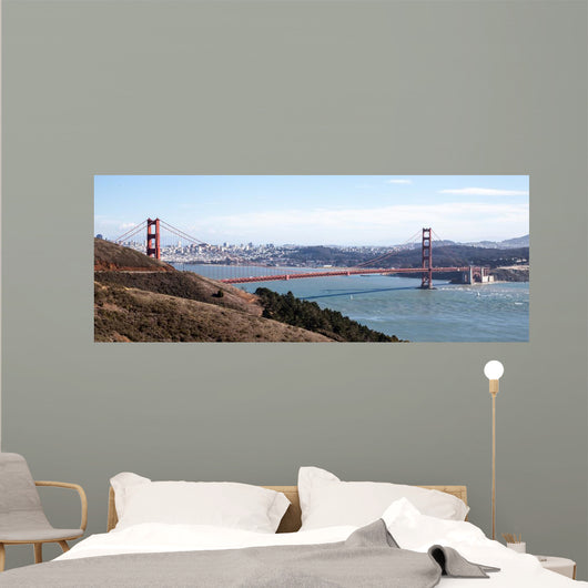 Golden Gate bridge seen from Marin County, with view of San Francisco across the bay on a clear winter's day. Wall Mural