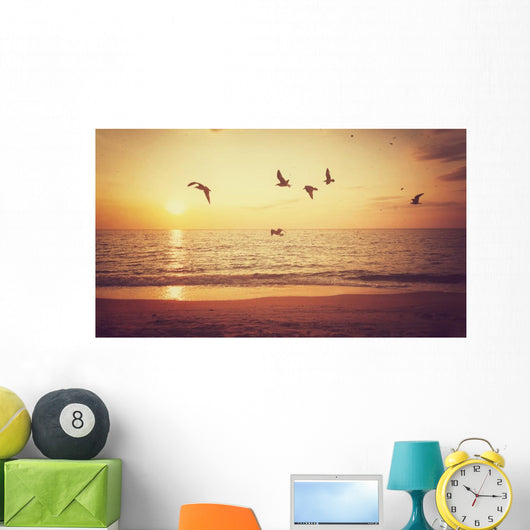 Sunrise and Flying Birds Wall Decal