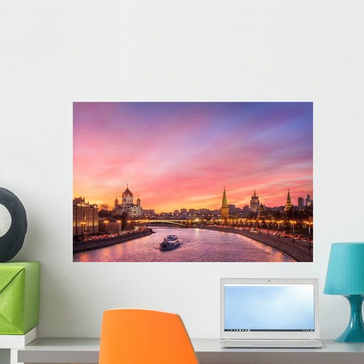 Scarlet Glow over Moscow Wall Decal