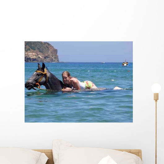 Swimming Horseback Wall Decal