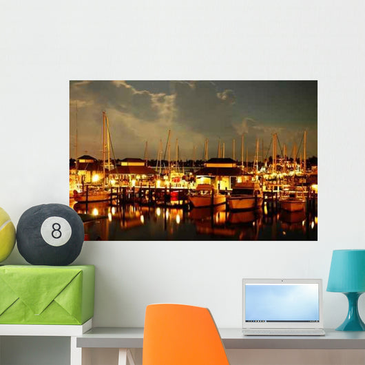 Night Naples Bay Marina Wall Decal