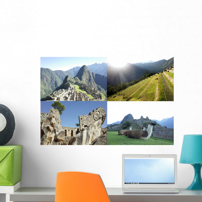 Machu Picchu Wall Decal shown on a wall