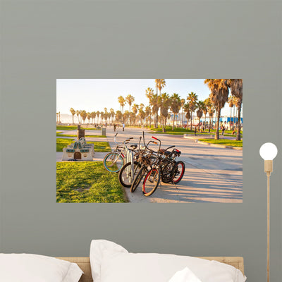 Bicycles Venice Beach Los Wall Decal shown on a wall