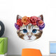 Artsy Floral Cat Wall Decal
