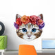 Artsy Floral Cat Wall Decal
