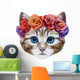 Artsy Floral Cat Wall Decal