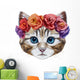 Artsy Floral Cat Wall Decal