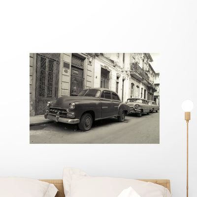 Old American Cars Havana Wall Decal shown on a wall